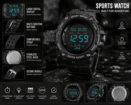 Men’s Digital Sports Watch – 3ATM Water Resistant